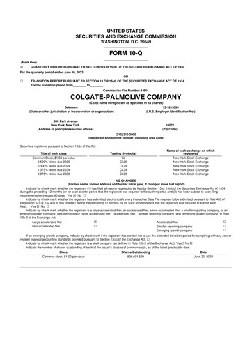 Thumbnail Colgate-Palmolive 10-Q Quarterly Report FY2023 