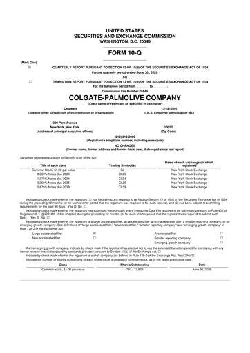 Thumbnail Colgate-Palmolive 10-Q Quarterly Report FY2026 