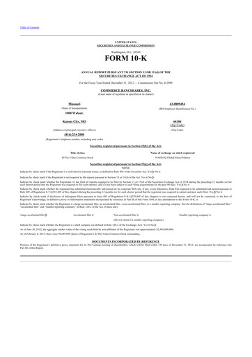 Thumbnail Commerce Bancshares
 10-K Annual Report 2012