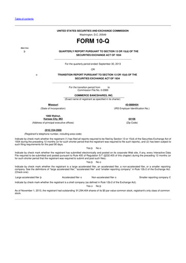 Vorschaubild Commerce Bancshares
 10-Q Quartalsbericht 2013 
