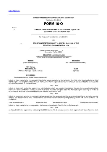 Vorschaubild Commerce Bancshares
 10-Q Quartalsbericht 2015 