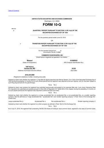 Vorschaubild Commerce Bancshares
 10-Q Quartalsbericht 2016 