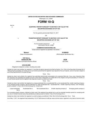 Vorschaubild Commerce Bancshares
 10-Q Quartalsbericht 2017 