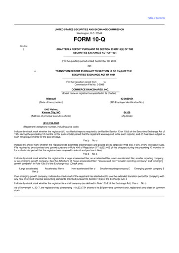 Vorschaubild Commerce Bancshares
 10-Q Quartalsbericht 2017 