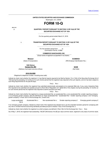 Vorschaubild Commerce Bancshares
 10-Q Quartalsbericht 2018 