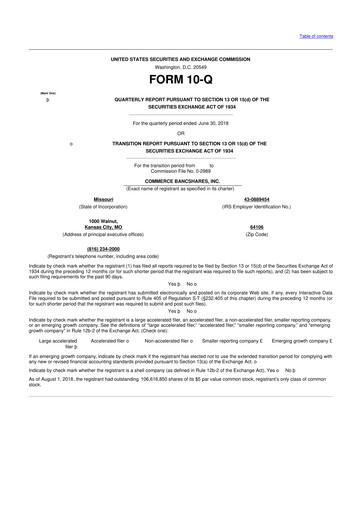 Vorschaubild Commerce Bancshares
 10-Q Quartalsbericht 2018 