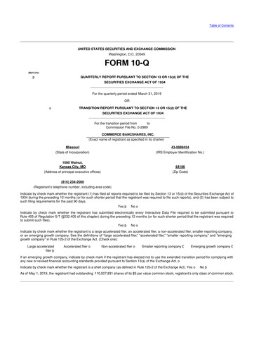 Vorschaubild Commerce Bancshares
 10-Q Quartalsbericht 2019 