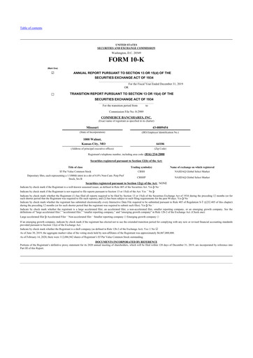 Thumbnail Commerce Bancshares
 10-K Annual Report 2019