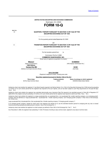 Vorschaubild Commerce Bancshares
 10-Q Quartalsbericht 2020 