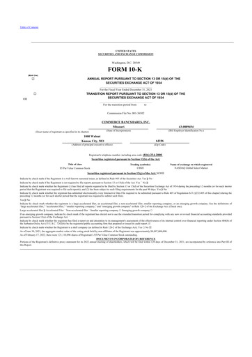 Thumbnail Commerce Bancshares
 10-K Annual Report 2021