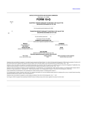 Vorschaubild Commerce Bancshares
 10-Q Quartalsbericht 2025 