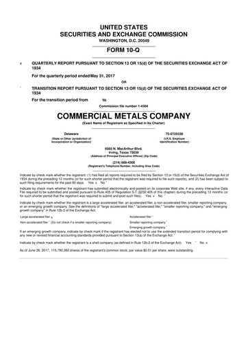 Thumbnail Commercial Metals Company 10-Q Quarterly Report FY2017 