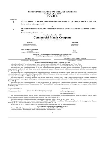 Thumbnail Commercial Metals Company 10-K Annual Report 2017
