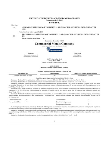 Thumbnail Commercial Metals Company 10-K Annual Report 2020