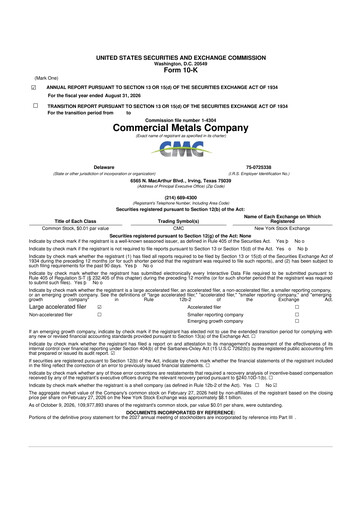 Thumbnail Commercial Metals Company 10-K Annual Report 2026