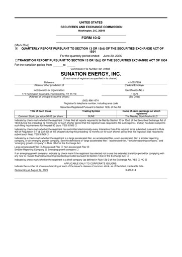 Thumbnail SUNation Energy Inc. 10-Q Quarterly Report FY2025 
