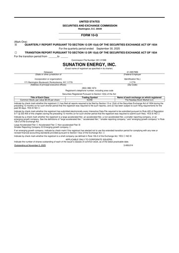 Thumbnail SUNation Energy Inc. 10-Q Quarterly Report FY2025 