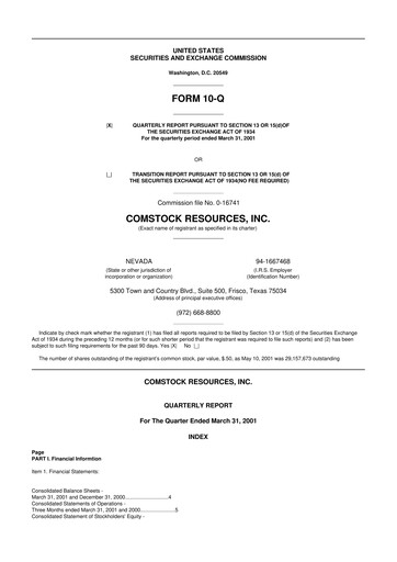 Thumbnail Comstock Resources 10-Q Quarterly Report FY 