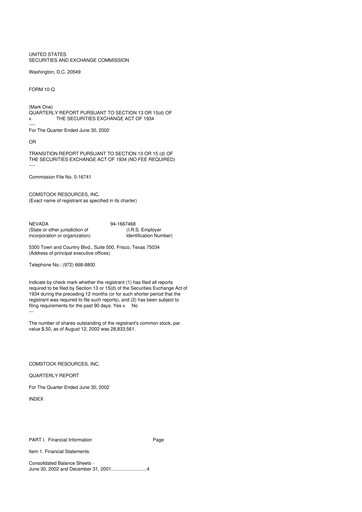 Thumbnail Comstock Resources 10-Q Quarterly Report FY 