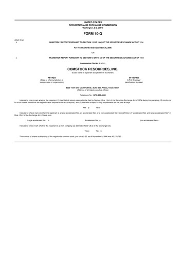 Thumbnail Comstock Resources 10-Q Quarterly Report FY 