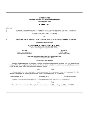 Thumbnail Comstock Resources 10-Q Quarterly Report FY 