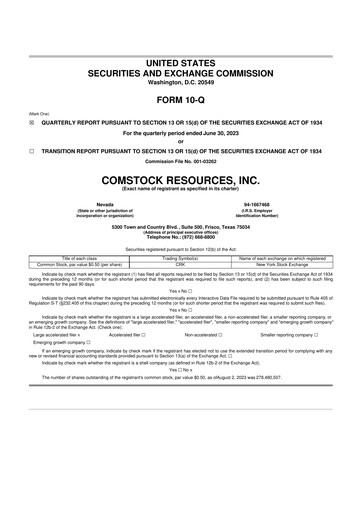 Thumbnail Comstock Resources 10-Q Quarterly Report FY2023 