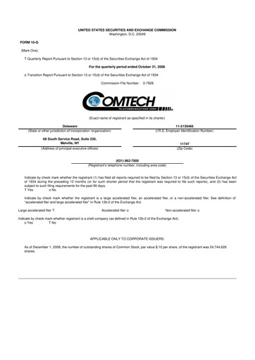 Thumbnail Comtech Telecommunications 10-Q Quarterly Report FY 