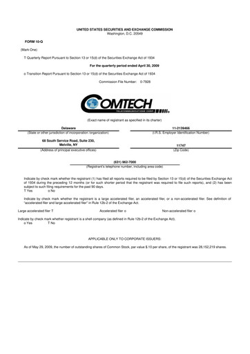 Thumbnail Comtech Telecommunications 10-Q Quarterly Report FY 