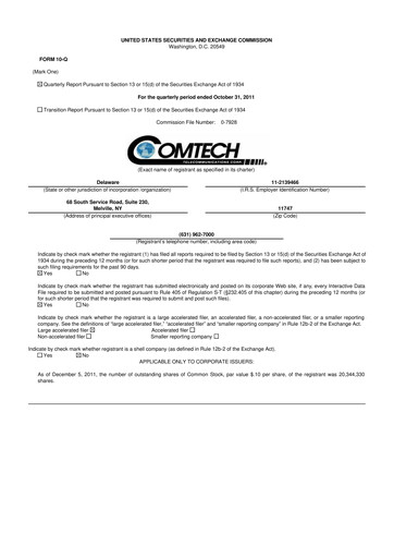Thumbnail Comtech Telecommunications 10-Q Quarterly Report FY2012 