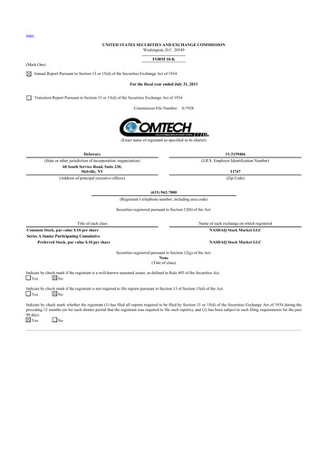 Thumbnail Comtech Telecommunications 10-K Annual Report 2013