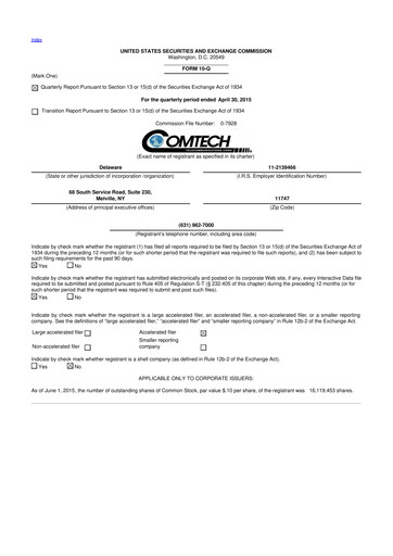 Thumbnail Comtech Telecommunications 10-Q Quarterly Report FY2015 