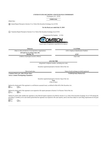Thumbnail Comtech Telecommunications 10-K Annual Report 2018