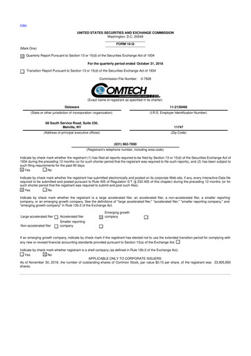 Thumbnail Comtech Telecommunications 10-Q Quarterly Report FY2019 