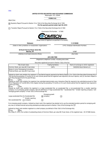 Thumbnail Comtech Telecommunications 10-Q Quarterly Report FY2019 