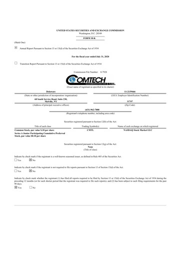 Thumbnail Comtech Telecommunications 10-K Annual Report 2020