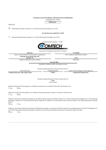 Thumbnail Comtech Telecommunications 10-K Annual Report 2022