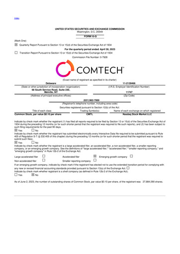 Thumbnail Comtech Telecommunications 10-Q Quarterly Report FY2023 