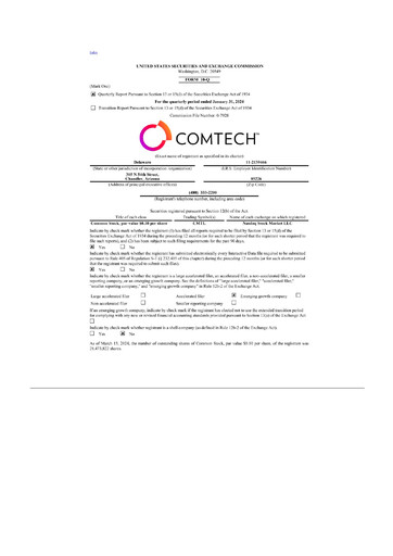 Thumbnail Comtech Telecommunications 10-Q Quarterly Report FY 