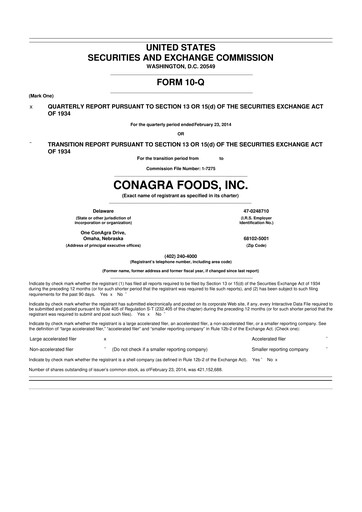 Thumbnail Conagra Brands
 10-Q Quarterly Report FY2014 