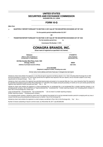 Thumbnail Conagra Brands
 10-Q Quarterly Report FY2018 