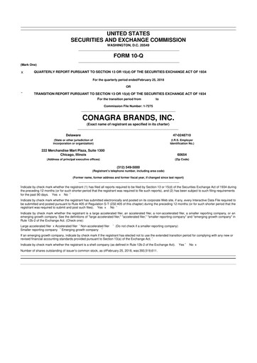 Thumbnail Conagra Brands
 10-Q Quarterly Report FY2018 
