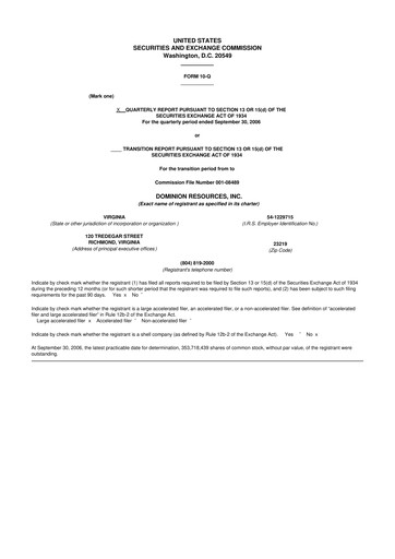 Thumbnail Dominion Energy 10-Q Quarterly Report FY 