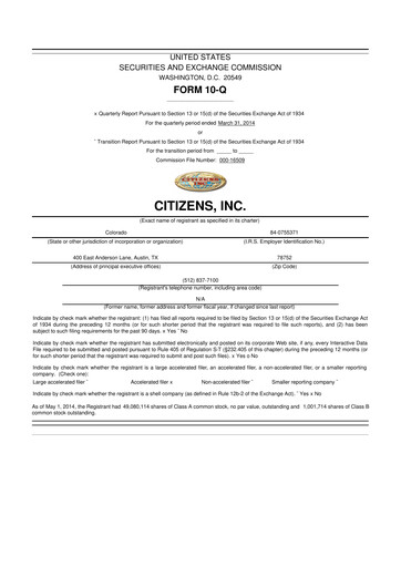 Thumbnail Citizens Inc 10-Q Quarterly Report FY2014 