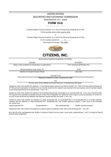 Thumbnail Citizens Inc 10-Q Quarterly Report FY2016 
