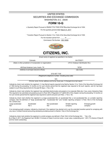 Thumbnail Citizens Inc 10-Q Quarterly Report FY2017 