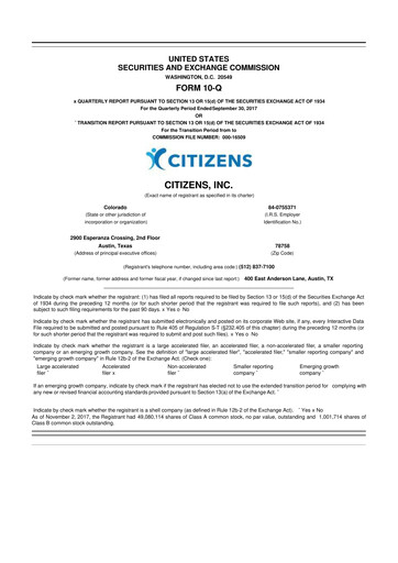 Thumbnail Citizens Inc 10-Q Quarterly Report FY2017 