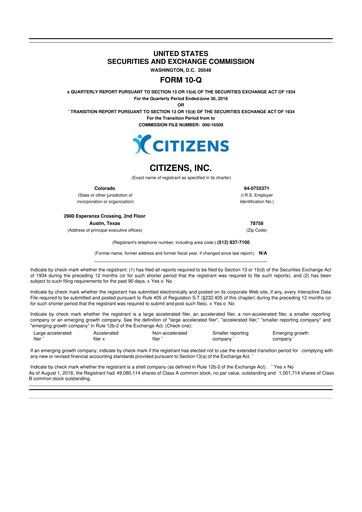 Thumbnail Citizens Inc 10-Q Quarterly Report FY2018 