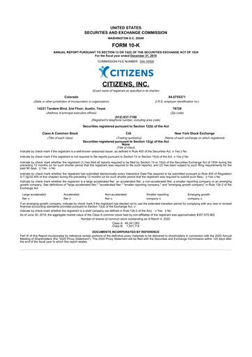 Thumbnail Citizens Inc 10-K Annual Report 2019
