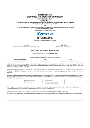 Thumbnail Citizens Inc 10-Q Quarterly Report FY2020 