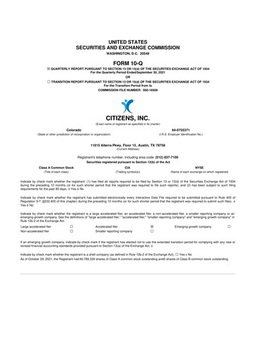 Thumbnail Citizens Inc 10-Q Quarterly Report FY2021 